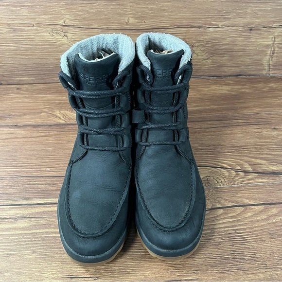 Sperry Maritime Cruz Black Leather Lace Up Ankle Boots Booties Women’s Size 7 - Picture 7 of 10